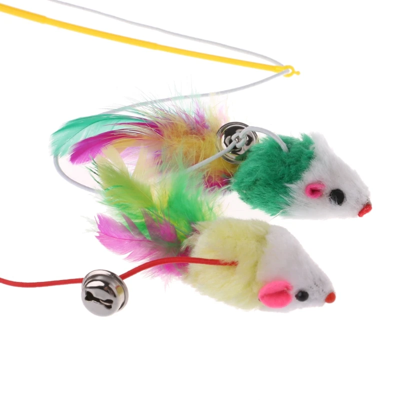 

False Mouse Toy Plastic Rod Elastic Rope Play Pet Dangler Wand Teaser Toys