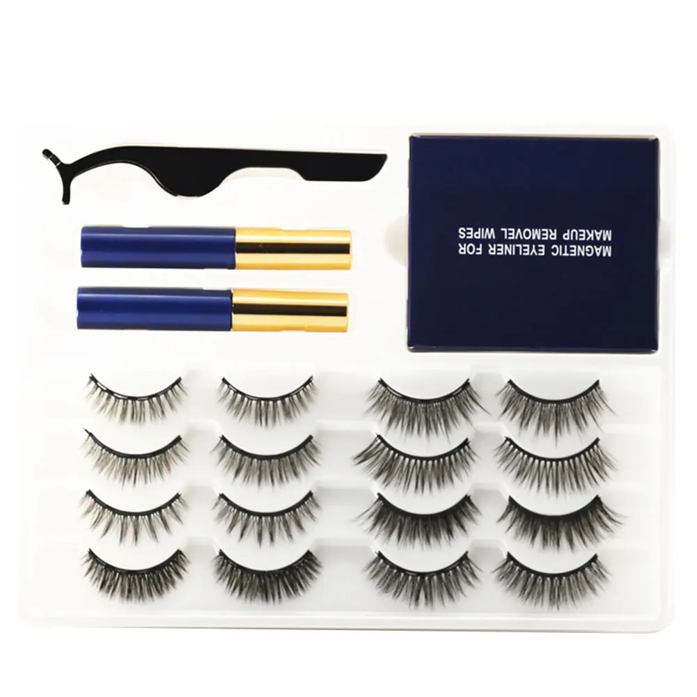 

Magnetic Eyelashes 3 Pairs 3D Mink Magnet Eyeliner Set Glue-Free Magnet Eyeliner&Tweezers Set Makeup Extension Beauty Tool Kit