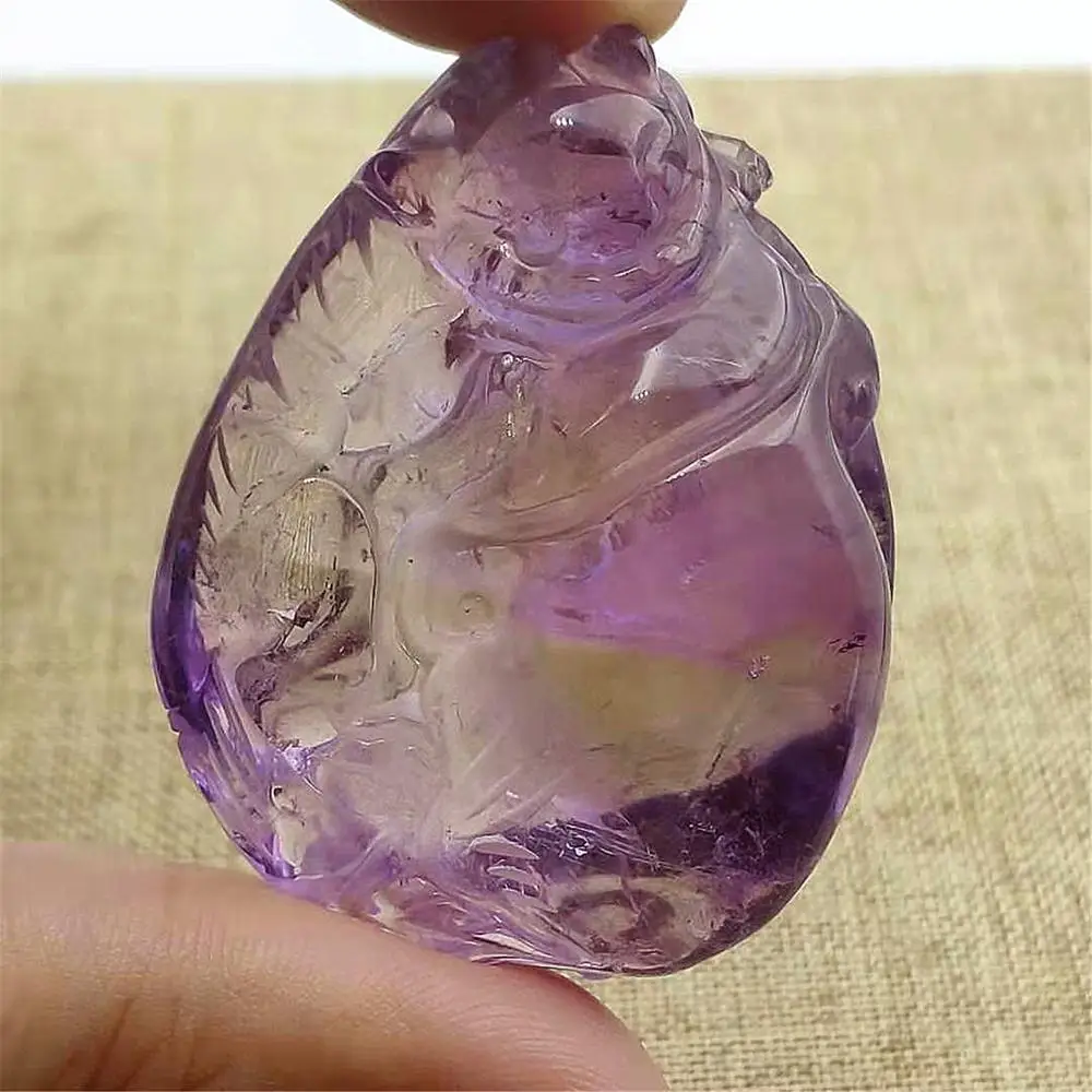 Ожерелье из натурального фиолетового аметрина подвеска в виде капли воды