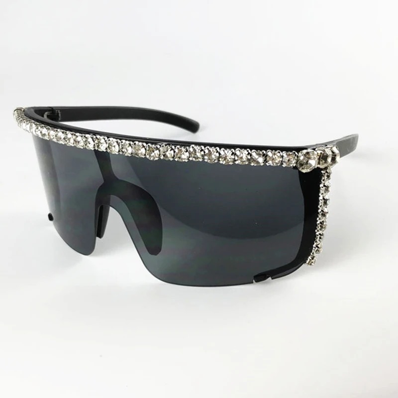 Модные большие солнцезащитные очки с бриллиантами женские брендовые