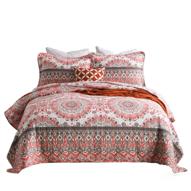 

CHAUSUB BedSpreads Bohemian Cotton Quilt Set 3PC Quilts For Bed Quilted Bed Cover Shams King Queen Size Coverlet Summer Blanket