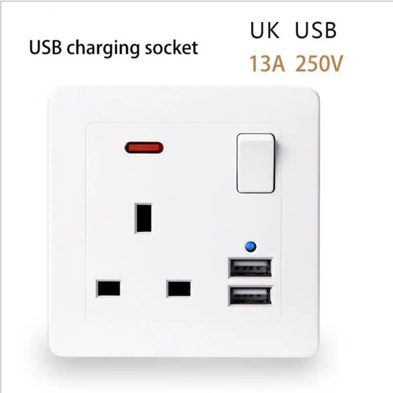 Настенная электрическая розетка с тремя отверстиями 2 USB-порта 3 1 А 13 а цвета |