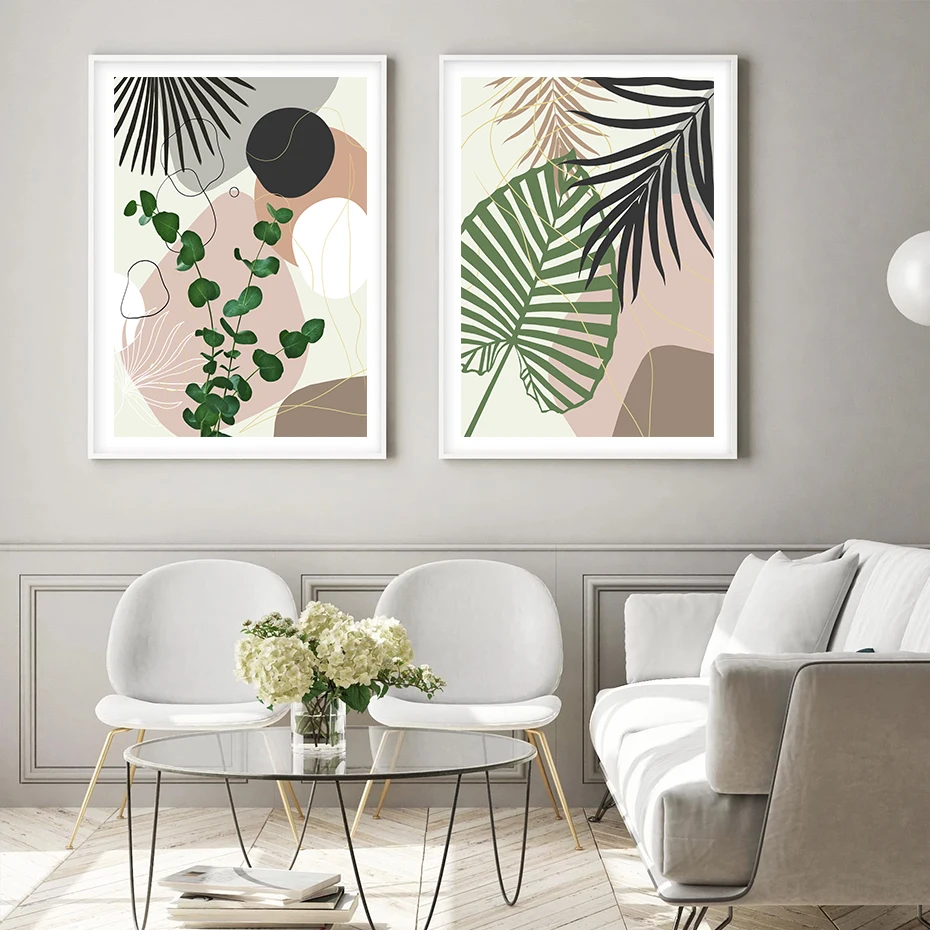 

Bohemia Summer Tropical Palm Leaves Geometric Line Canvas Painting Wall Art Poster Print Picture for Living Room Home Decoration