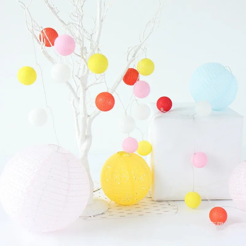 2 м Светодиодный светильник 10 хлопковые шаровые фонари Декоративная гирлянда