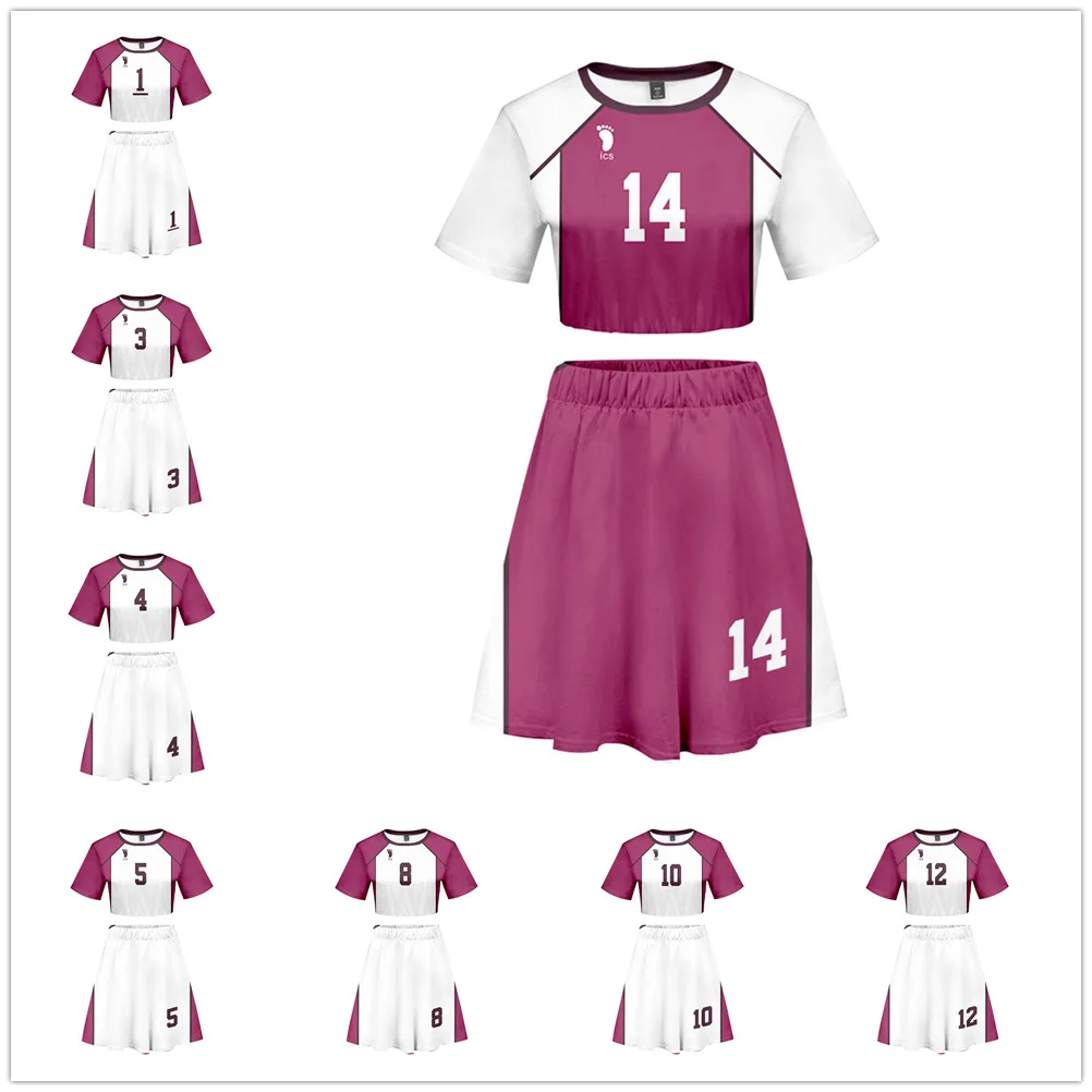 

Anime Haikyuu Cosplay Jersey Shiratorizawa Academy Uniforms Cos Tsutomu Shirt Suits Women Men High School Uniform Two Piece Sets