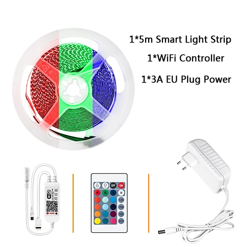 Wifi Strip EU Set EeeToo WI-FI умный светильник RGB светодиодный ночной Светильник Диодная лента светодиодный RGB Гибкая полоса лампа ИК WI-FI контроллер DC12V ночной Светильник - Испускаемый цвет: Wifi Strip EU Set