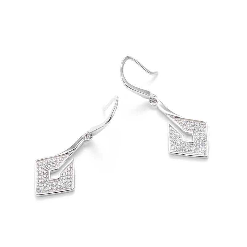 Уникальные женские циркония вымощенный набор ромб длинные Позолоченные