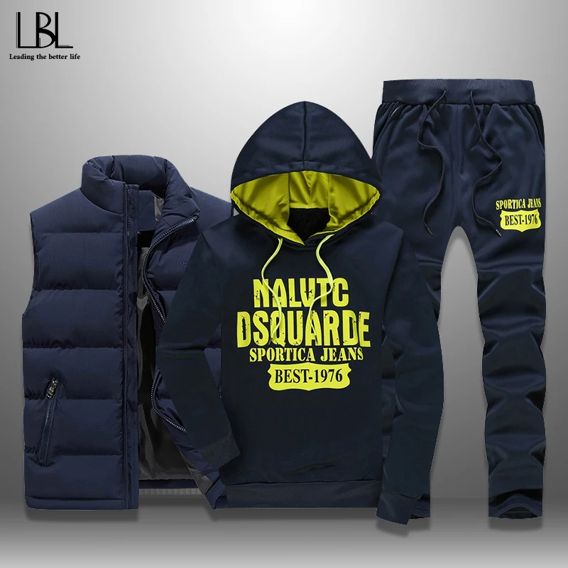 Мужской Комплект Повседневные Мужские Спортивные Костюмы Из 3 Предметов Осенне