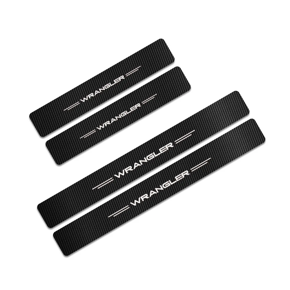 For Wrangler 4 шт., Накладка на порог автомобиля, углеродная наклейка для Jeep Renegade Wrangler JK TJ Rubicon Cherokee, патриот, Трейл, ястреб, аксессуары для компаса - Название цвета: For Wrangler