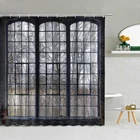 Американская промышленная занавеска для душа с железным узором на старые окна, Зимний лес, пейзаж, украшение для ванной комнаты, креативные водонепроницаемые шторы