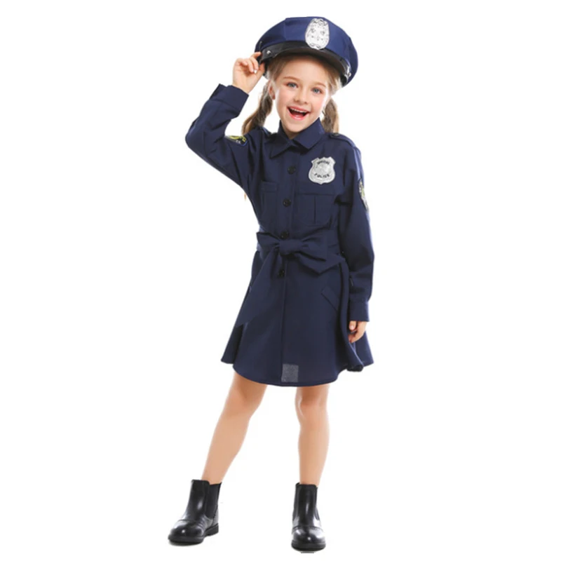Униформа офицера полиции очим для девочек нарядное платье вечеринки на карнавал
