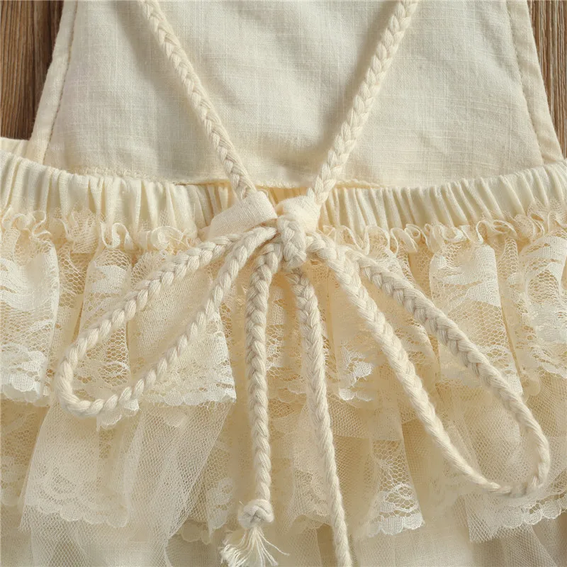 Комбинезон детский кружевной с оборками короткими рукавами и открытой спиной 0-24