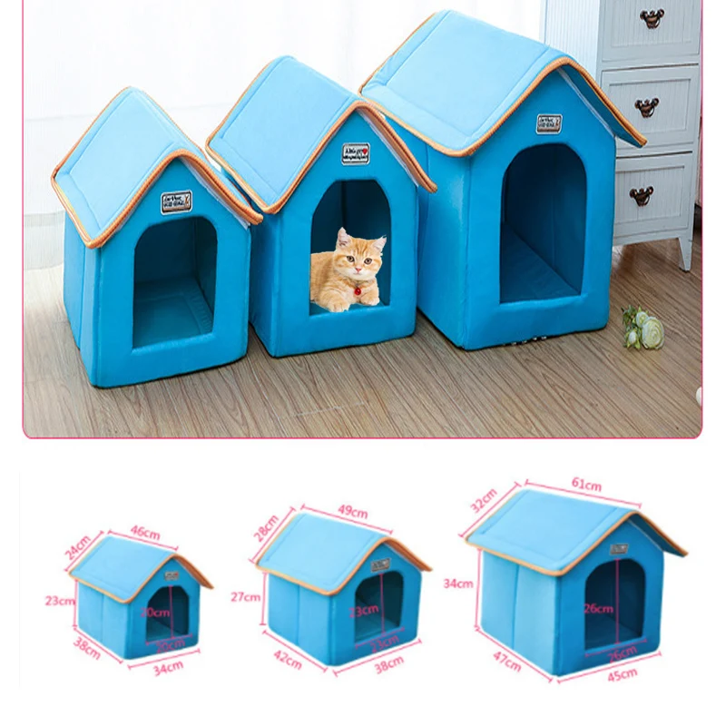 Складная кровать для домашнего питомца зимняя мягкая с ковриком подушка