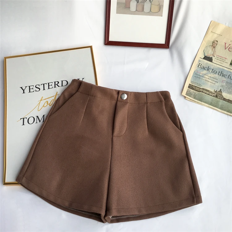 Зимние шерстяные шорты женские свободные теплые ботинки с эластичной резинкой