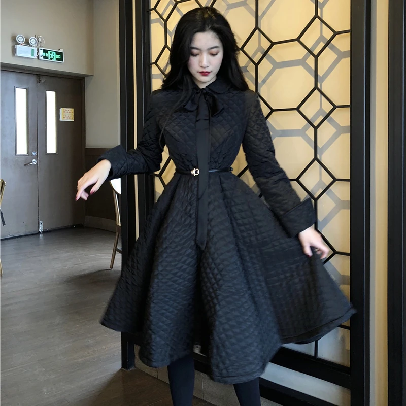 

The New Vintage Cotton Jacket Dress Women Autumn Winter Loose Plus Size Clothing Slim Bandage Robes For Lady TOPS W047