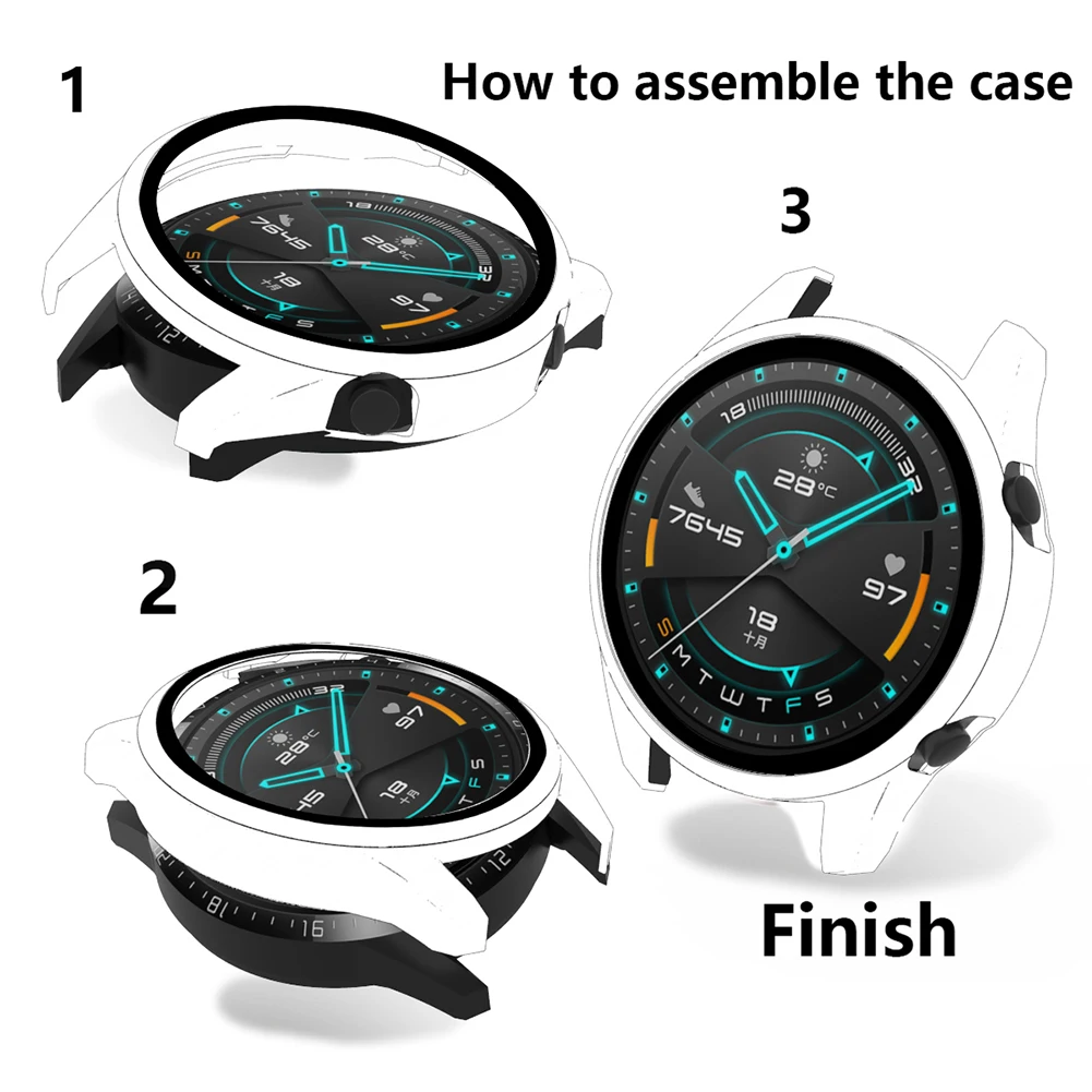 

VODOOL PC Watch Case Cover Tempered Protector Elegant Watch Glass Screen Comfortable Element for Huawei Watch GT 2 46mm