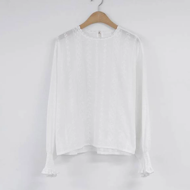 Женская винтажная блузка с цветочной вышивкой элегантная белая кружевная