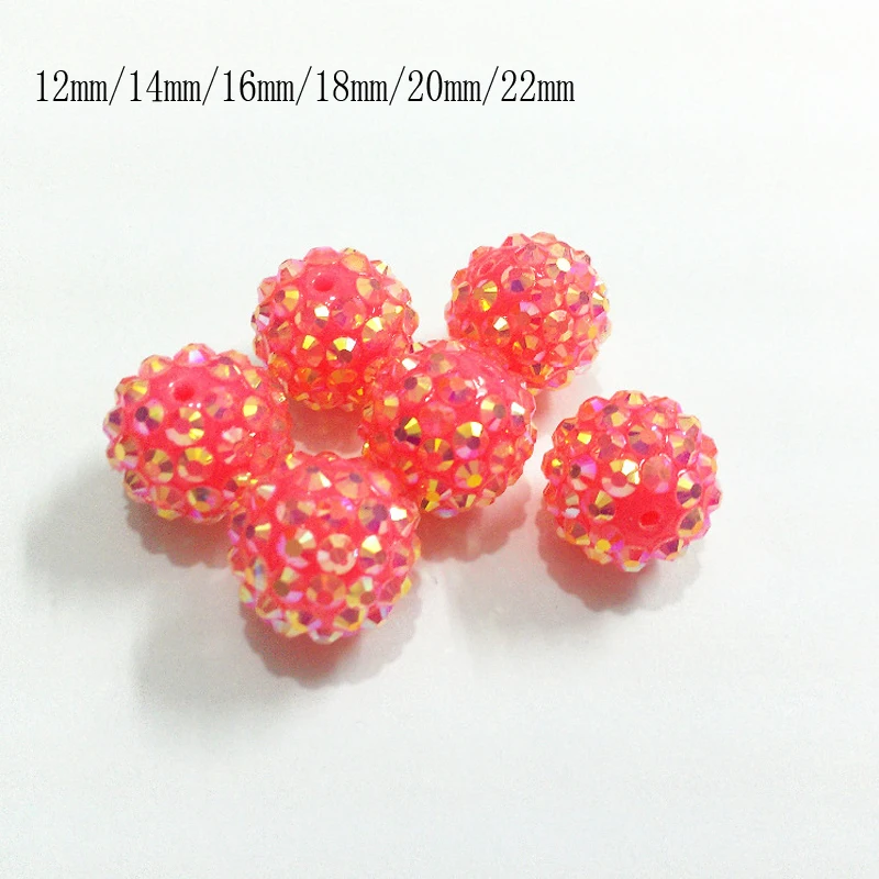 Неоновые ярко розовые бусины стразы из смолы AB 12 мм/14 мм/16 мм/18 мм/20 мм/22 мм для