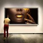 Африканская Обнаженная Золотая Сексуальная губа черная женщина настенное искусство холст фотография для гостиной спальни Декор квадраты