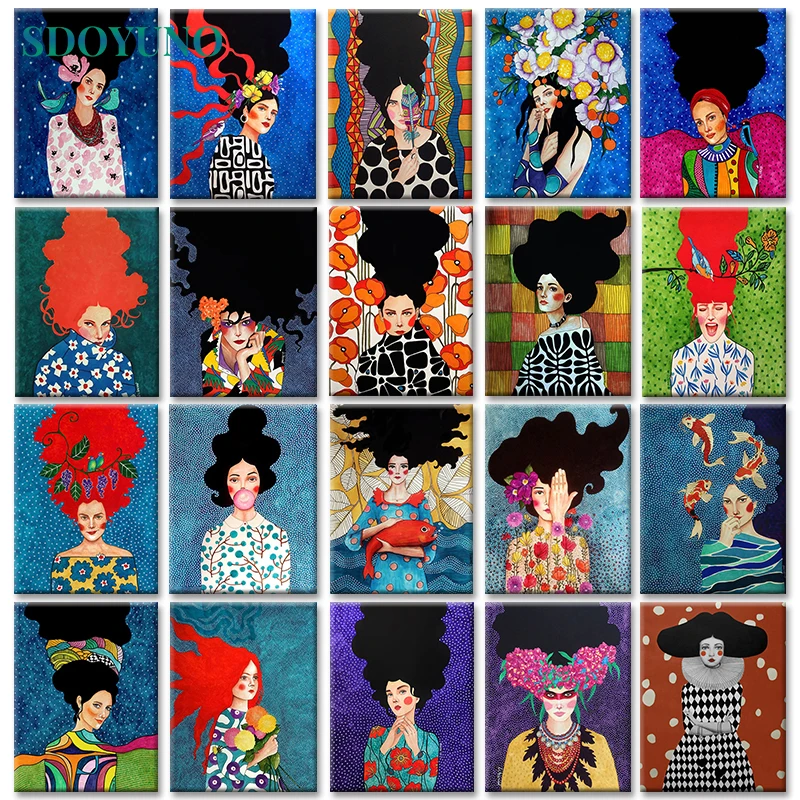 

SDOYUNO 60X75cm Painting By Numbers Girl DIY Picture Paint By Number Figure Drawing On Canvas HandPainted Art Home Decor
