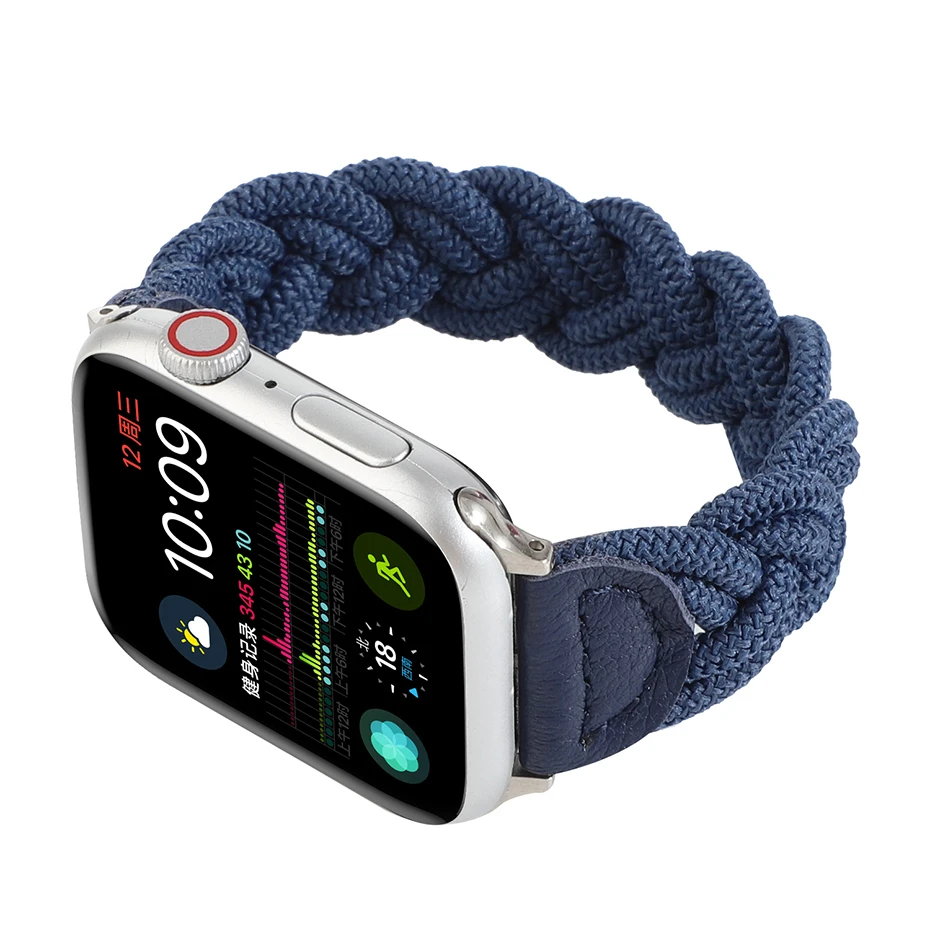 

Stretch Woven Nylon Rugged Strap for apple watch band 44mm 42mm 38mm 40mm iwatch series 6 5 4 3 2 Replacement bracelet Wristbelt