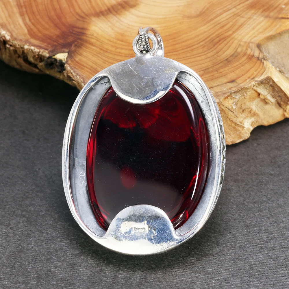 Женский кулон из серебра 925 пробы с гранатами|Подвески| |