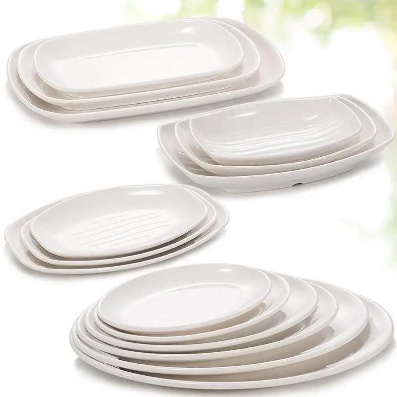 

A5 Melamine Tableware Imitation Ceramic White Oval Plate Mini Snack Plate Hot Pot Tableware Barbecue Plate