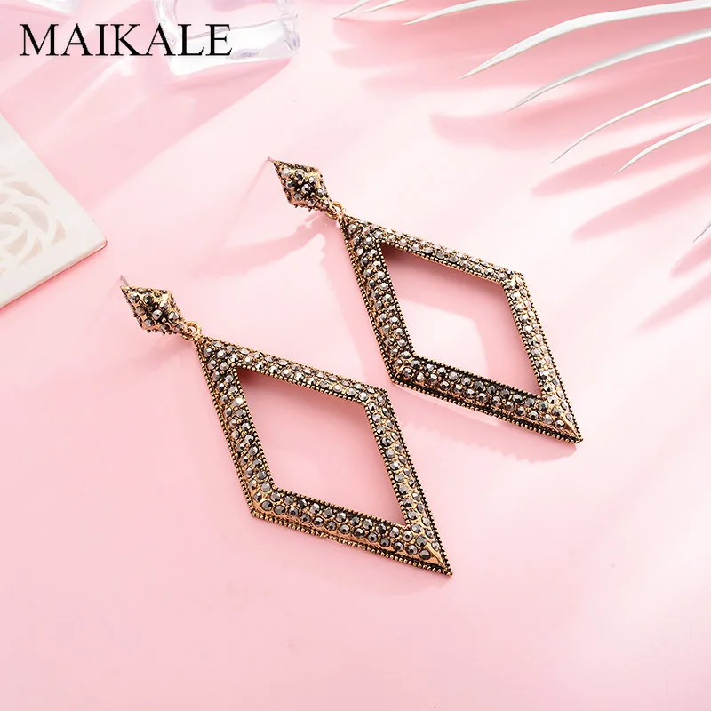Женские крупные серьги гвоздики MAIKALE винтажные геометрические с крупным