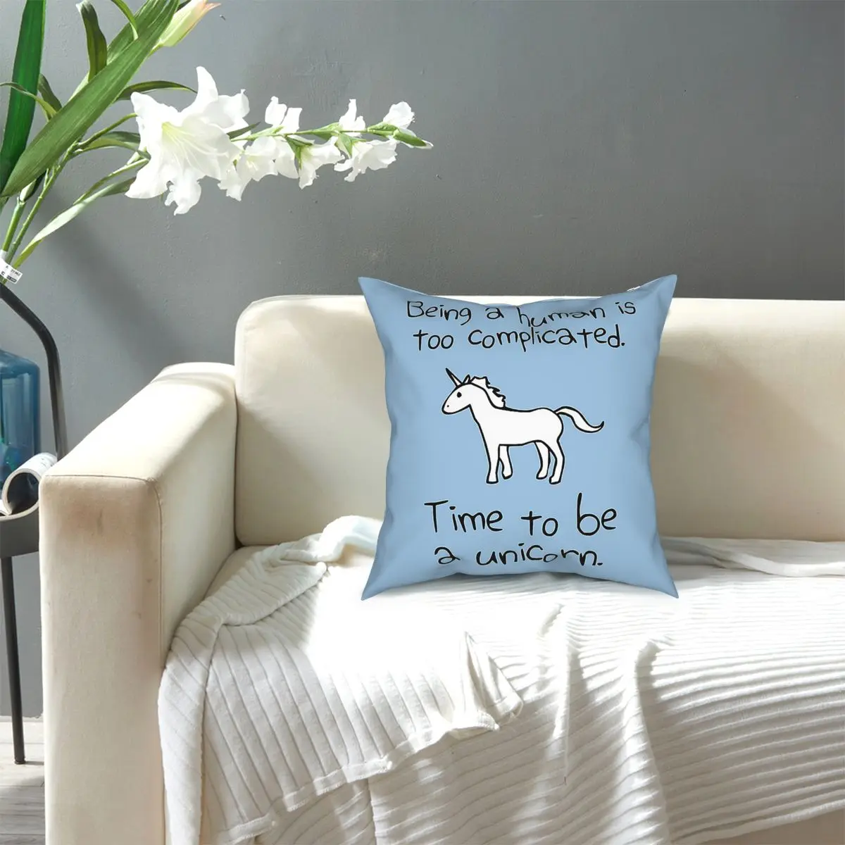 

Time To Be A Unicorn Funny Gift Throw Pillow Cover Polyester Cushions for Sofa Casual Cushion Covers