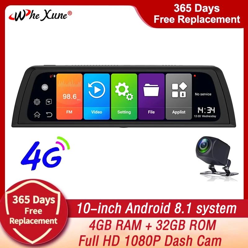 

10 Inch 4G Android 8.1 4GB+32GB ADAS Dash Cam Car DVR Mirror Camera WIFI GPS Bluetooth Dual Lens Full HD 1080P Video Recorder