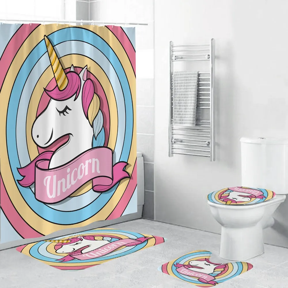 Dafield Ванная комната Шторы комплект смешной декор (динозавр/Единорог) С