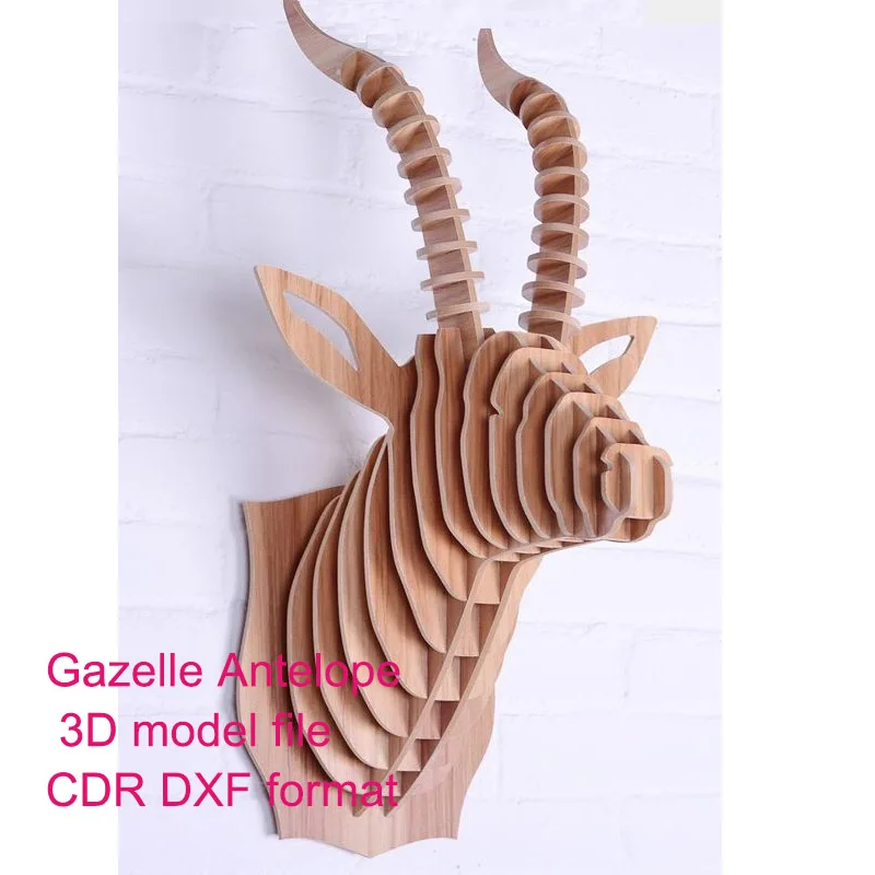 Газель голова анстилопы 3D модель CNC лазерная резка файл CDR DXF формат vector design