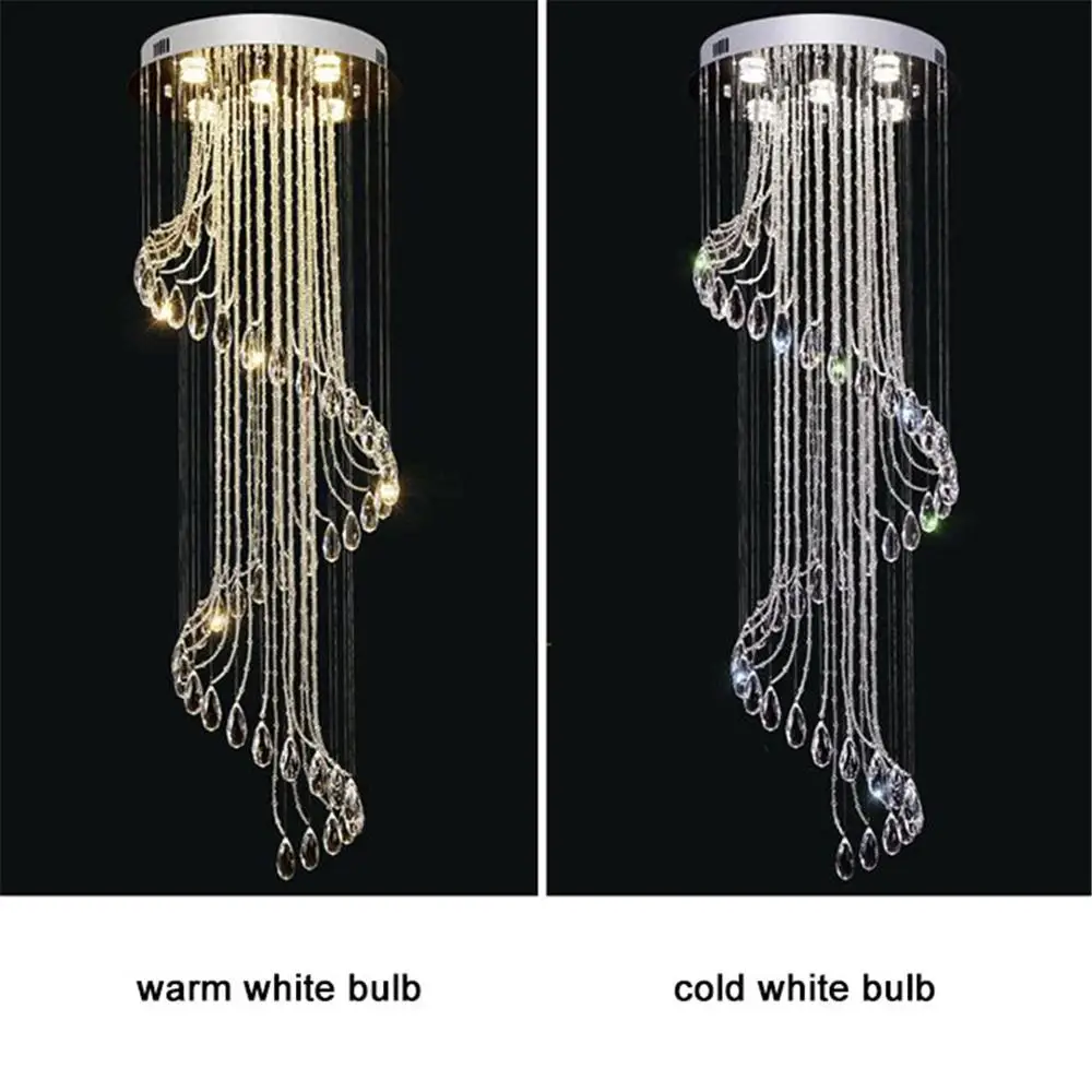 Fiyat D50 * H150cm Spiral Merdiven Avize Lamba Uzun Avize Modern Dubleks Villa Zemin Büyük Oturma Odası Kristal Avize