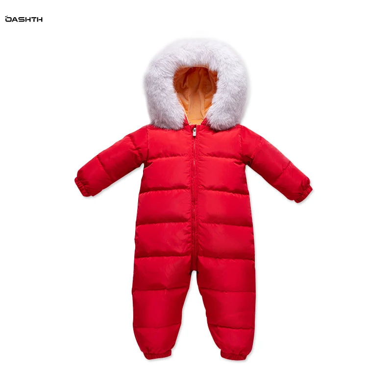 OASHTH Children's clothes winter new baby one-piece down jacket for boys and girls thicken outing romper baby romper