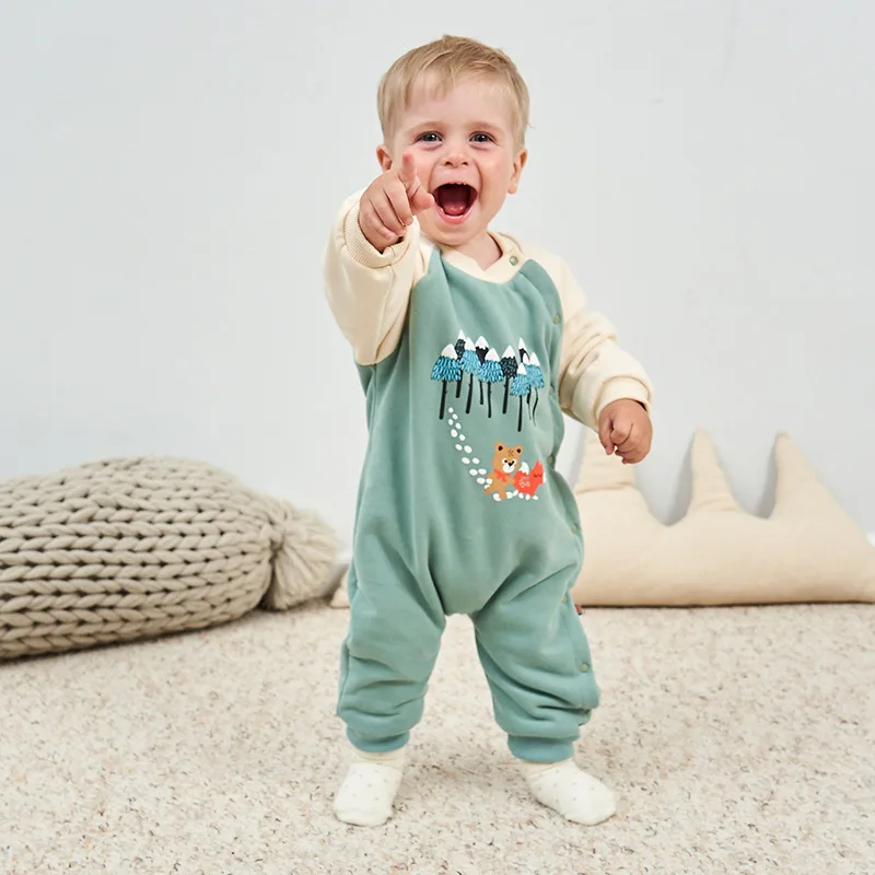 Осень зима 2019 Детский комбинезон с длинным рукавом и круглым вырезом|Ромперы| |