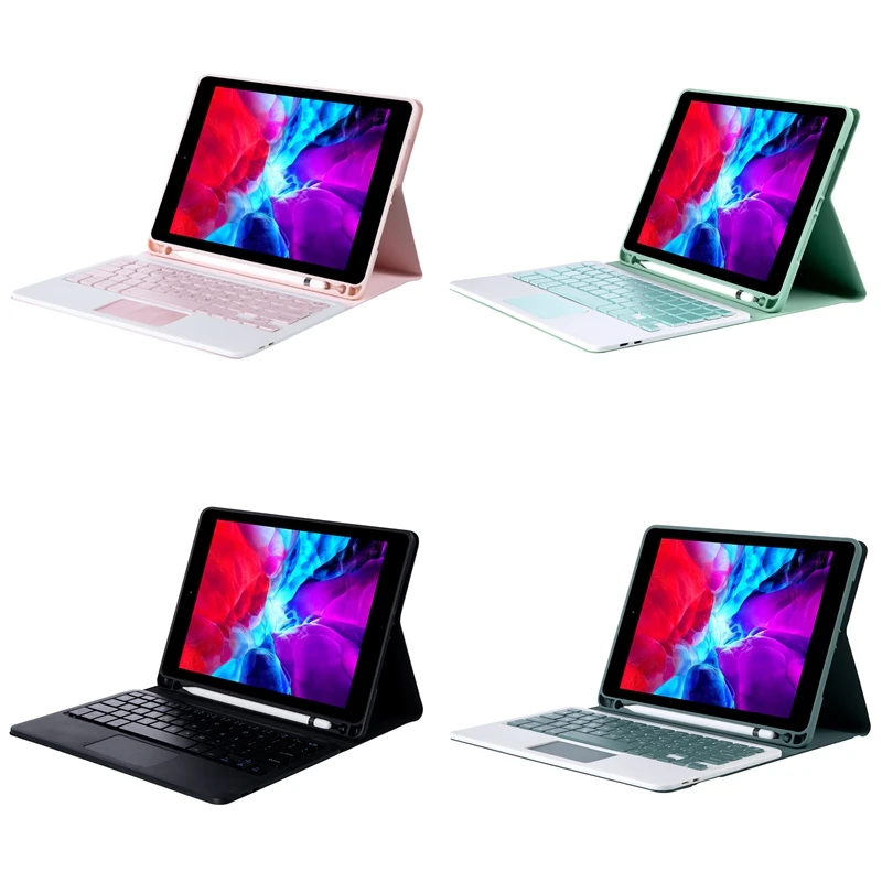 

Tablet Case+Wireless Keyboard for iPad Air4 10.9 Inch Flip Leather Case Tablet Stand with Press Pad