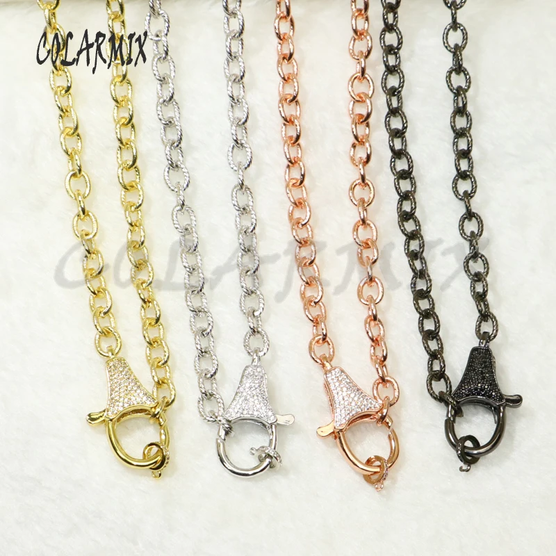 5 strands Lobster clasp pendant necklace carabiner necklace Big link chain necklace fashion jewelry accessories 50479