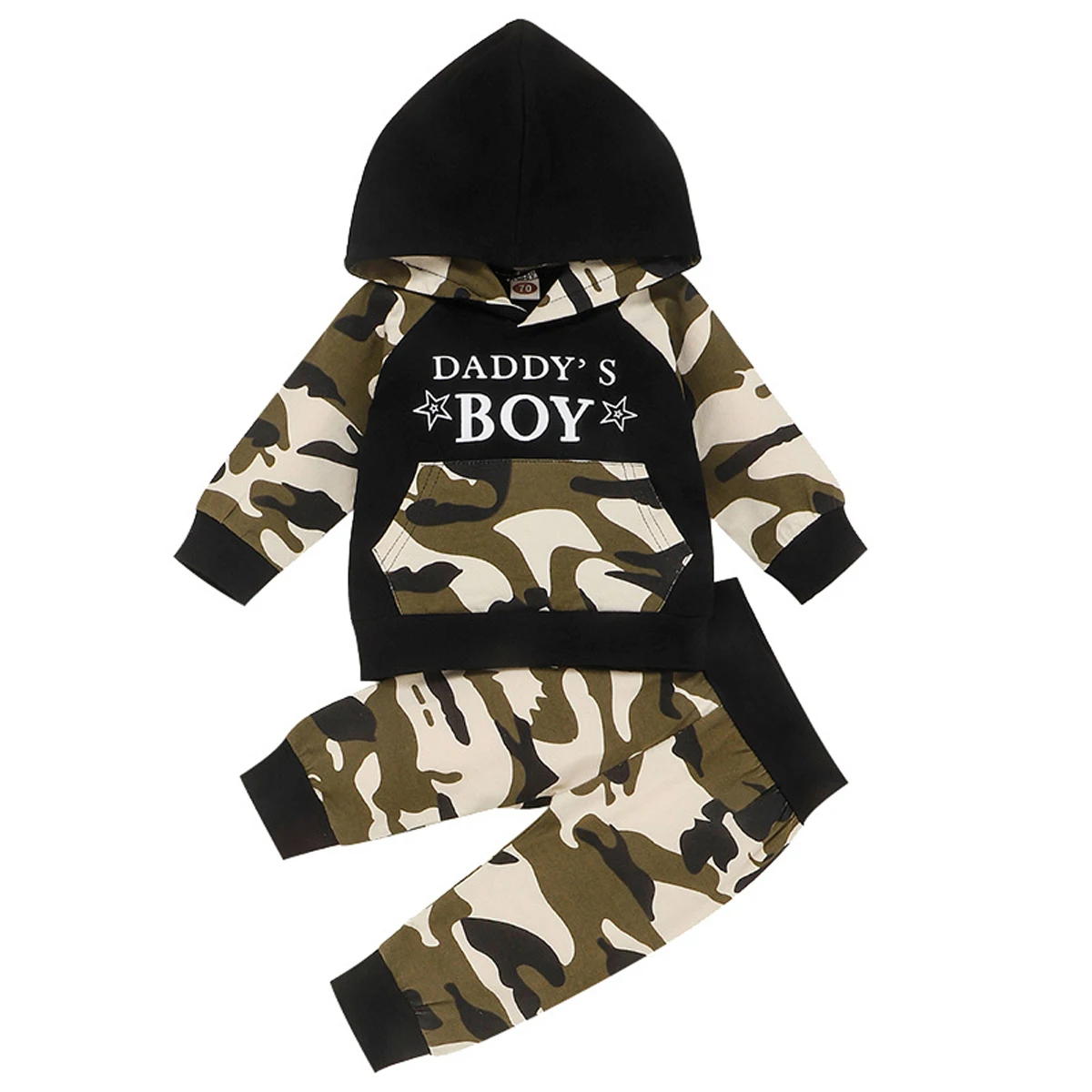 Baby Boys Camouflage Sweater Outfits Sets Cool Kids Cotton Long Sleeves Hoo