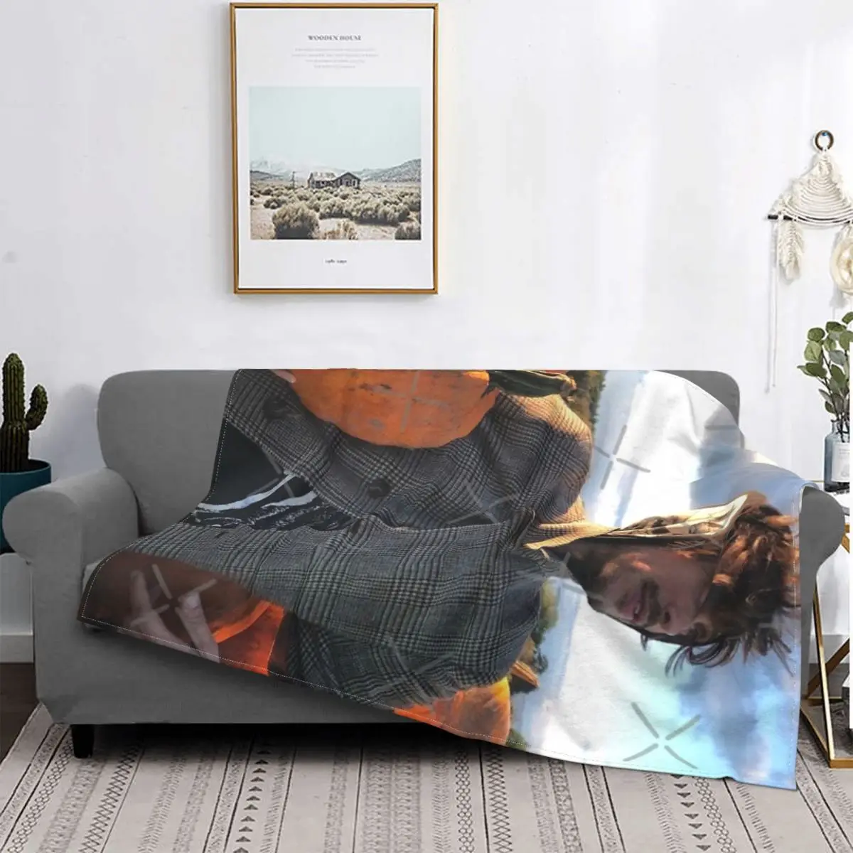 

Mgg-Manta con Pumkins para cama, colcha a cuadros de muselina, manta de lana, manta ponderada