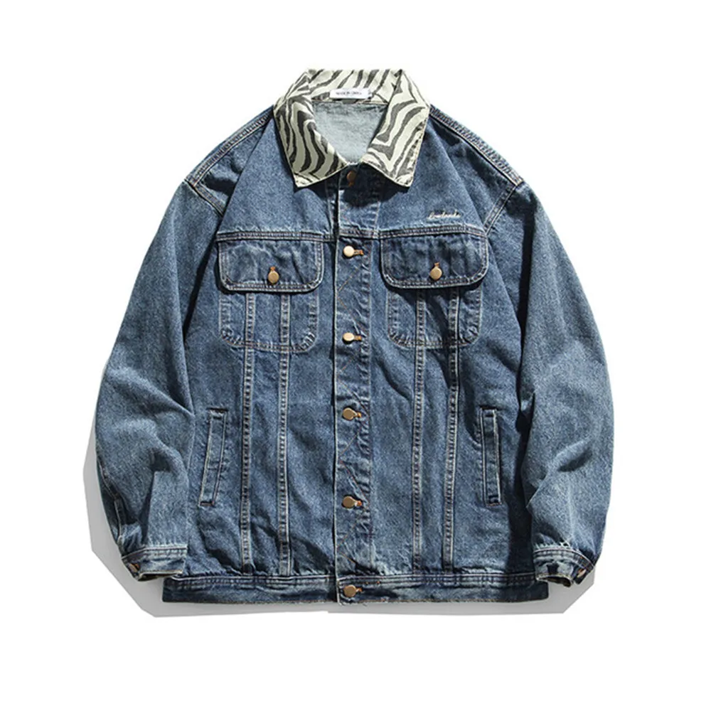 

New AW Men Denim Jacket Tie Dye Wash Loose Fit Men Jeans Denim Jacket Oversized Streetwear Men Denim Jacket Coat H0903