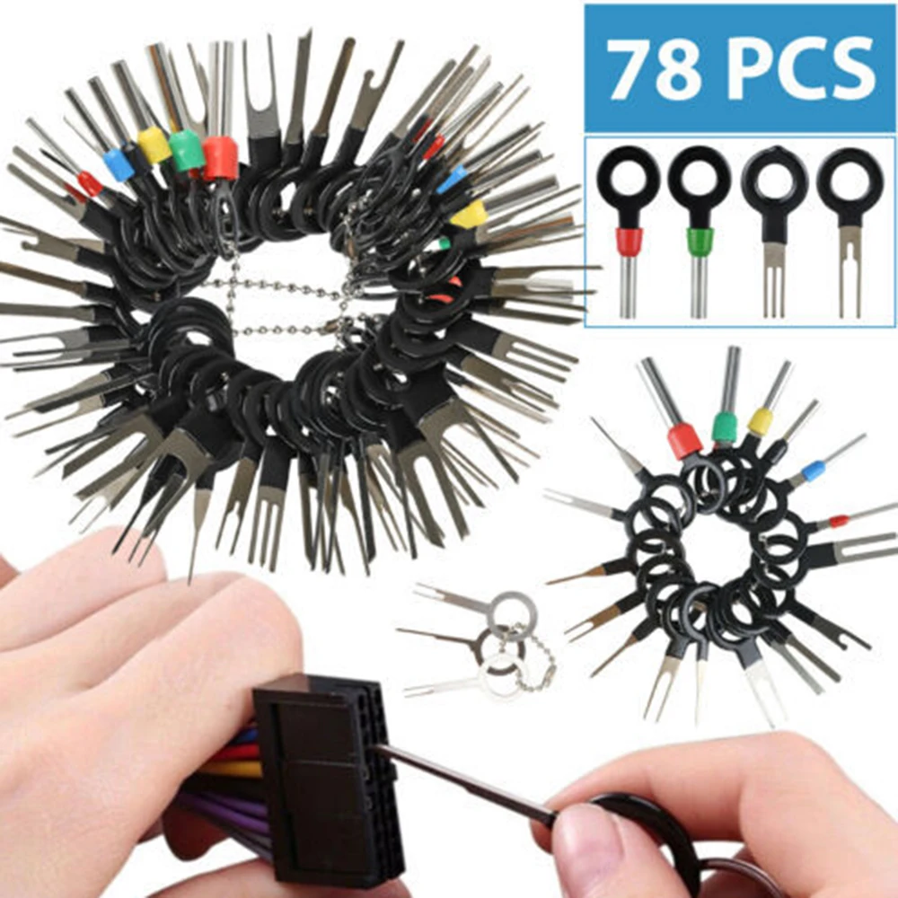 

78PCS Terminal Ejector Kit Tools Wire Connector Extractor Automotive Terminal Wire Terminal Removal Tool Car Pin Kit