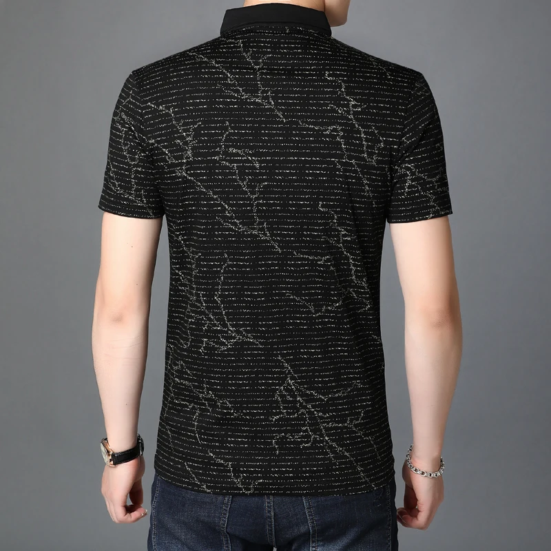 2021 New Polo Shirt Men Summer Short-sleeve Tee shirt Homme Slim Fit Fashion Print Poloshirts Mens Clothing T867 | Мужская одежда