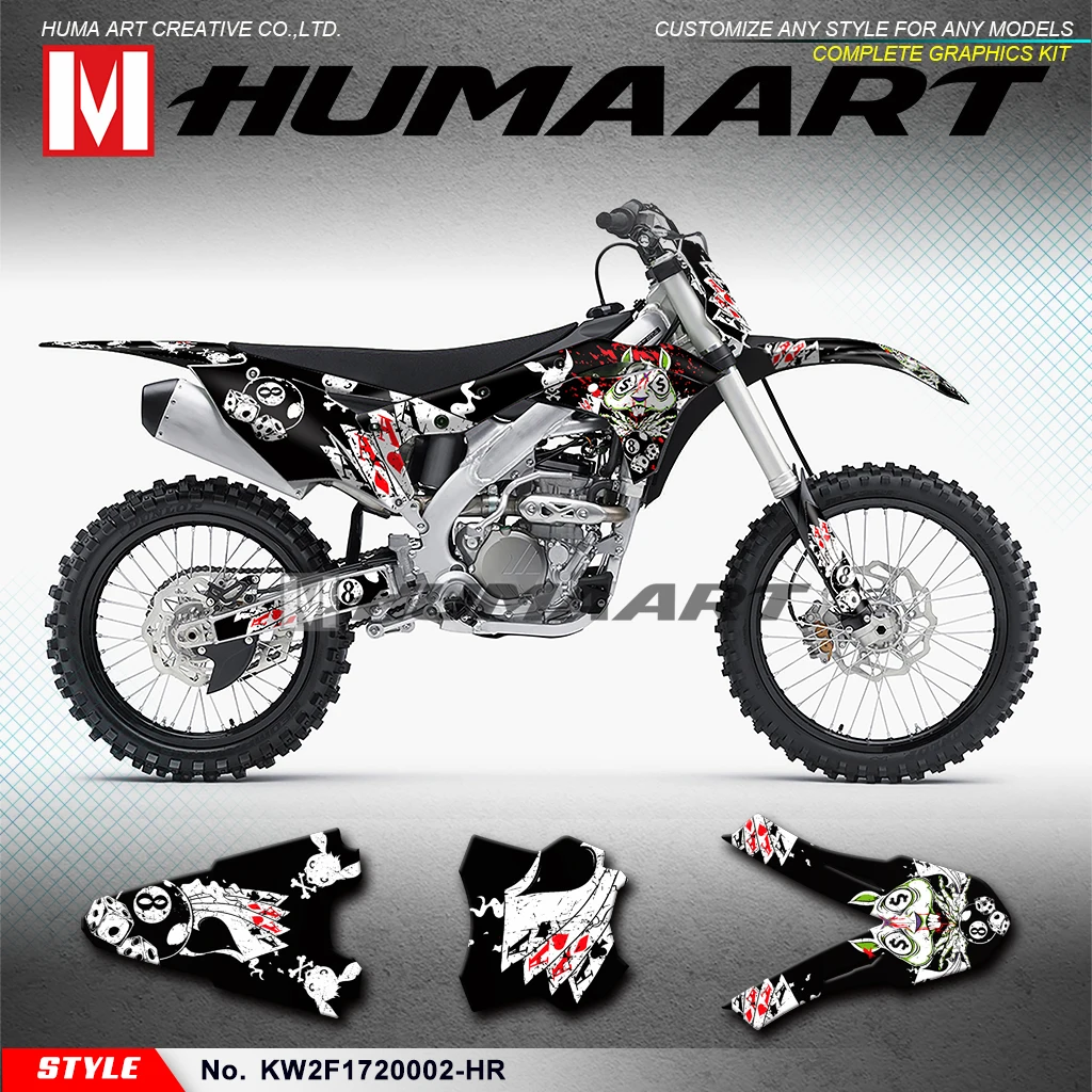 

HUMAART Motorcycle Vinyl Wrap Kit Custom Adhesive Stickers for KX250F KXF250 KX250F 2017 2018 2019 2020 Decal Kit
