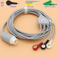 compatible with 12pin philips patient ecg monitor 3 lead cable and electrode connector of snapclipaha or iec