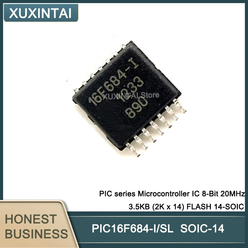

10 шт./лот PIC16F684-I/SL PIC16F684 PIC series Microcontroller IC 8-Bit 20MHz 3.5KB (2K x 14) FLASH 14-SOIC