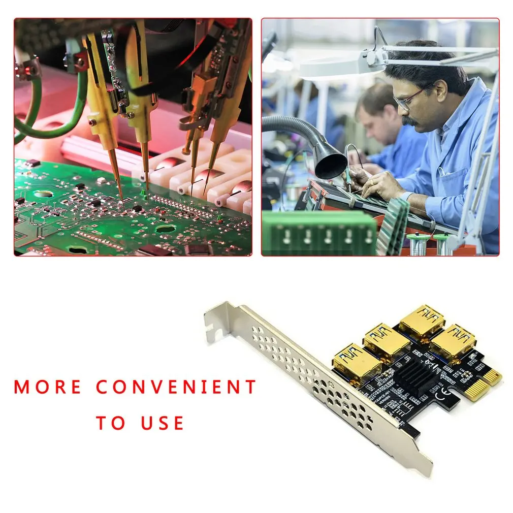 

Hot PCIE PCI-E PCI Express Riser Card 1x to 16x 1 to 4 USB 3.0 Slot Multiplier Hub Adapter For Bitcoin Mining Miner BTC Devices