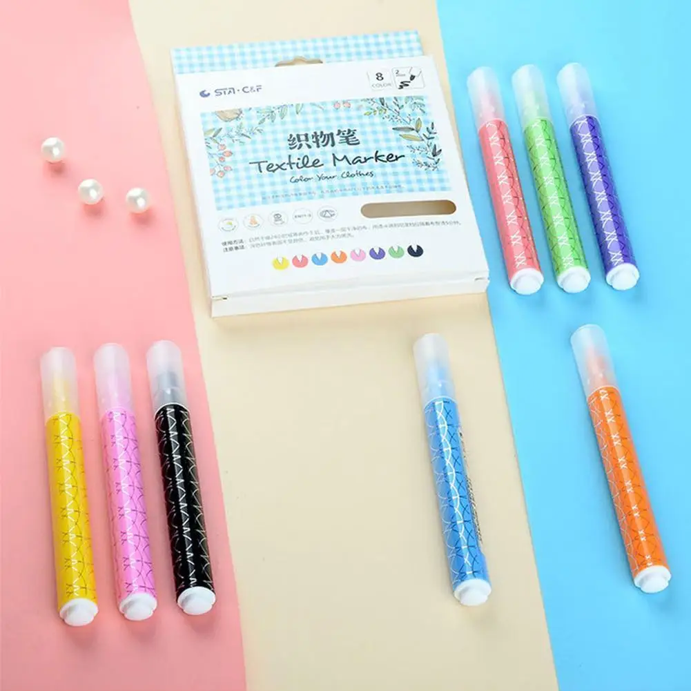 

8 Pcs/set Clothes Marker Fabric Paint Pen Diy Crafts T-shirt Painting Drying Pigment Graffiti Supply Quick Stationery Home I6Y2
