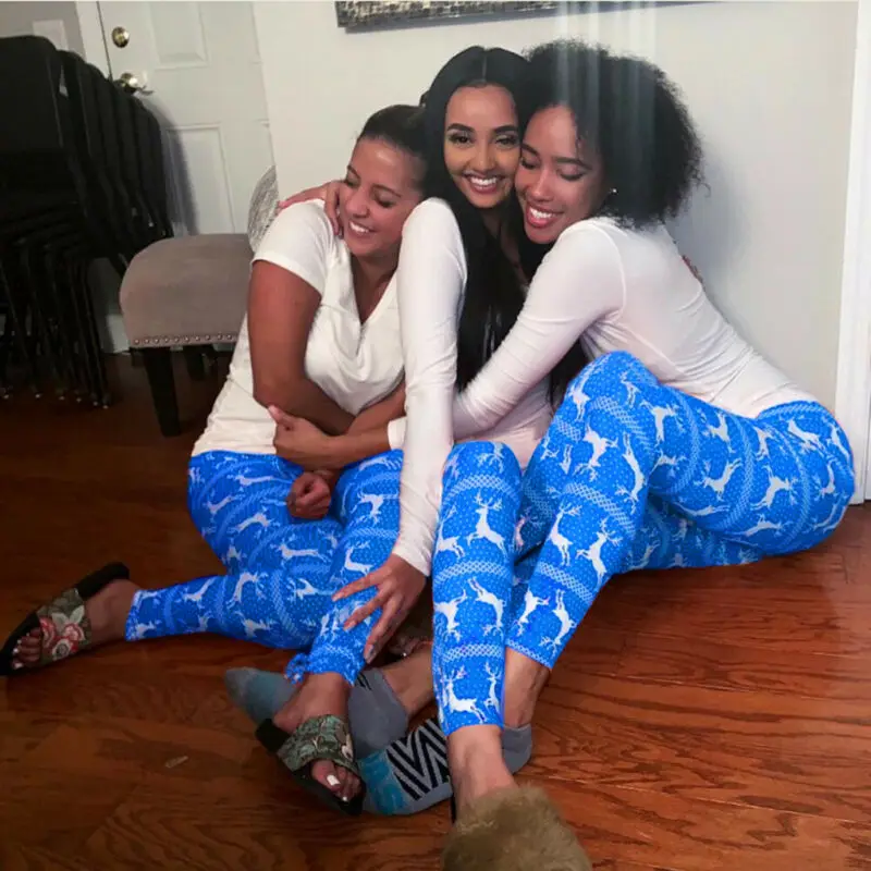 

2020 Fashion New Women Prints Autumn Winter Xmas Christmas Reindeer Prints Activewear Slim Pants Trousers Leisure Wear Trousers