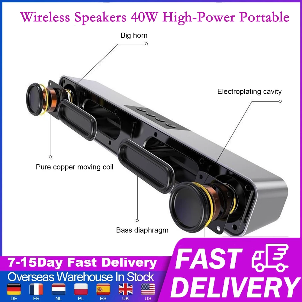 

Wireless Speakers 40W High-Power Portable Subwoofers Music Centers FM Sound PC Computer Speakers Computer Speakers For Desktop