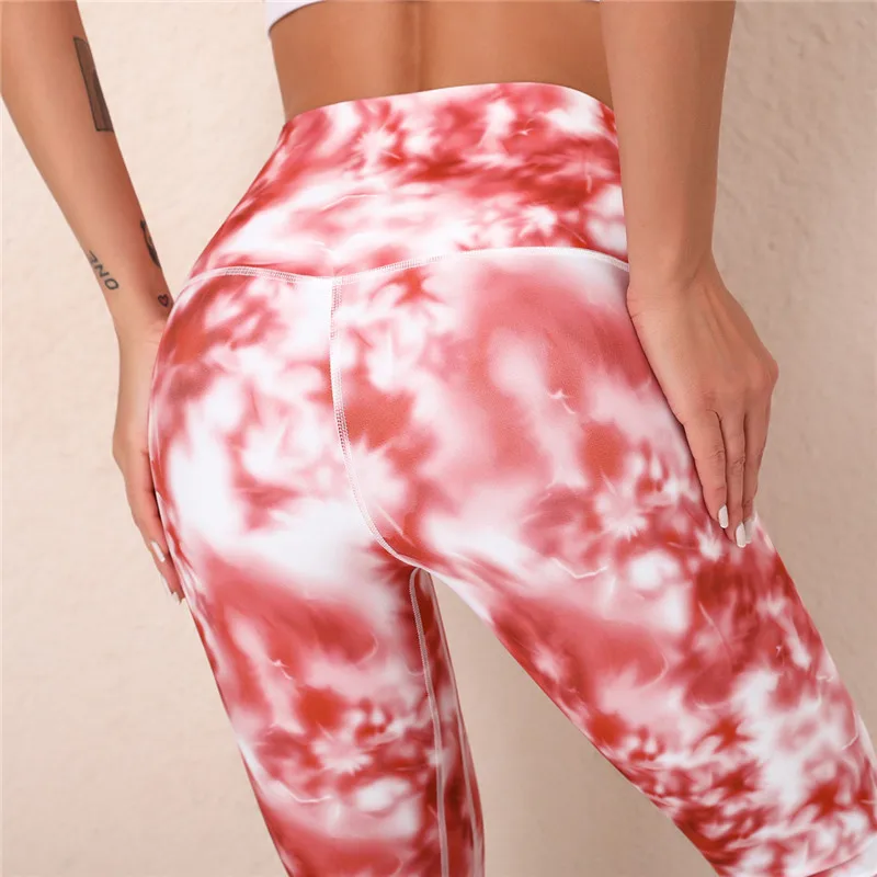 

2Pcs Women Colorful Dyeing Yoga Set Sportswear Workout Gym Fitness Running Training Seamless HighWaist Leggings Tight Breathable